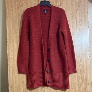 GAP Women's Deep Red Cardigan Sweater (wood color)